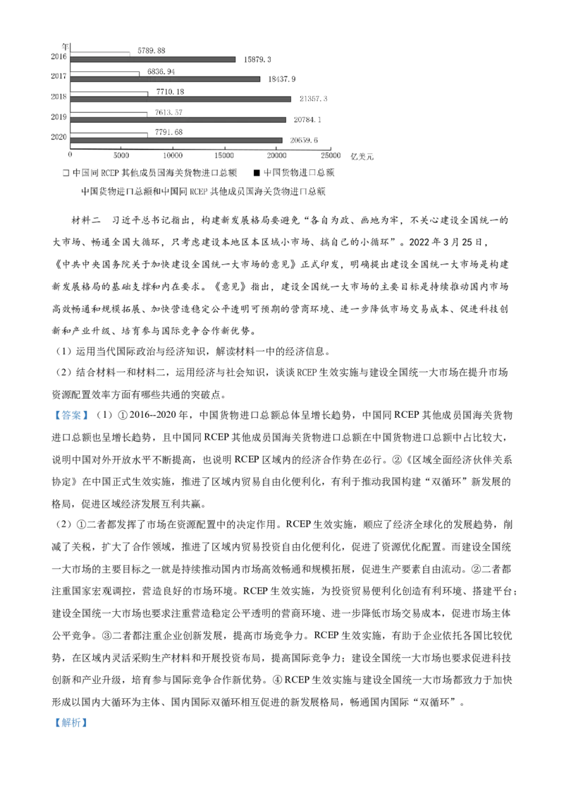 2022年新高考辽宁政治高考真题（解析版）_全国卷+地方卷_9.政治_1.政治高考真题试卷_2022年高考-政治_2022年辽宁卷-政治