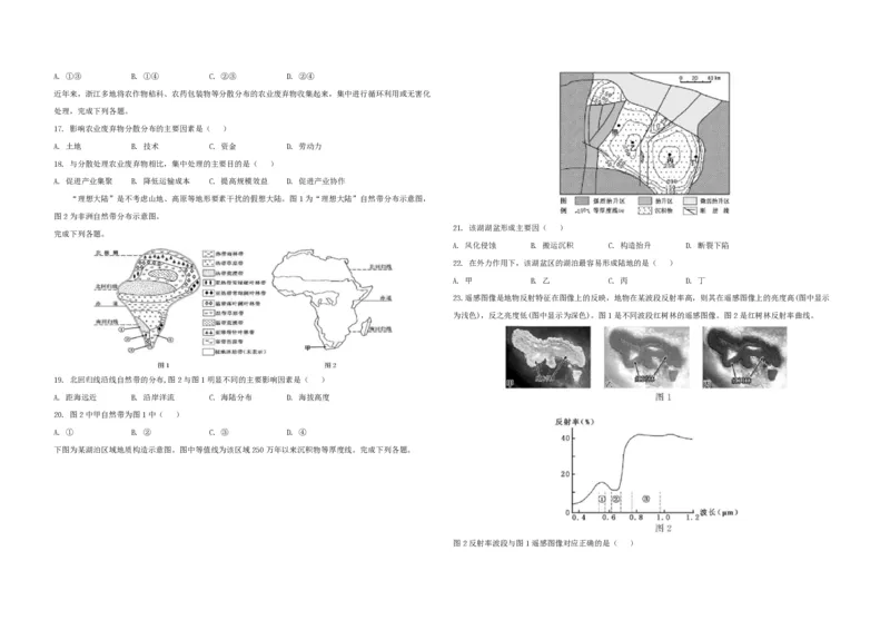 2019年浙江省高考地理4月（原卷版）_全国卷+地方卷_8.地理_1.地理高考真题试卷_2008-2020年_地方卷_浙江高考地理08-21_A3word版_PDF版（赠送）
