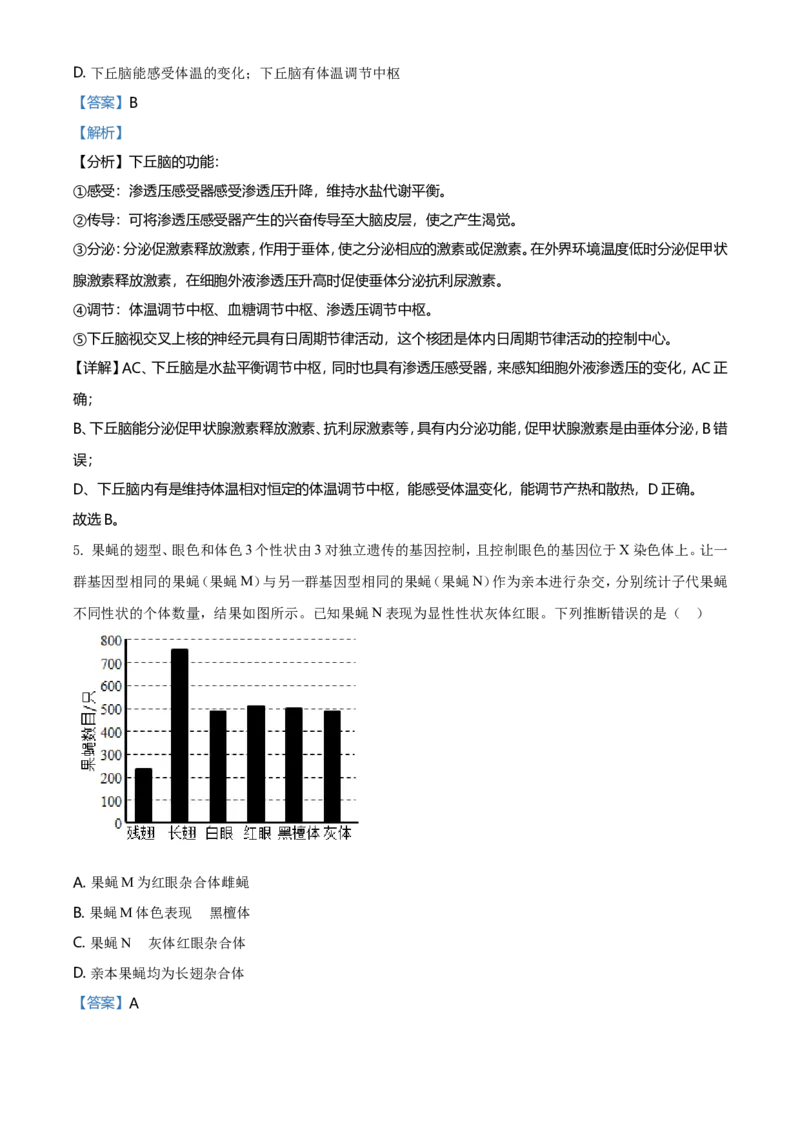 2021年全国统一高考生物试卷（全国甲卷）（解析版）_全国卷+地方卷_6.生物_1.生物高考真题试卷_2021年高考-生物_2021全国甲卷&mdash;理综生物_2021全国甲卷-理综生物A4Word版