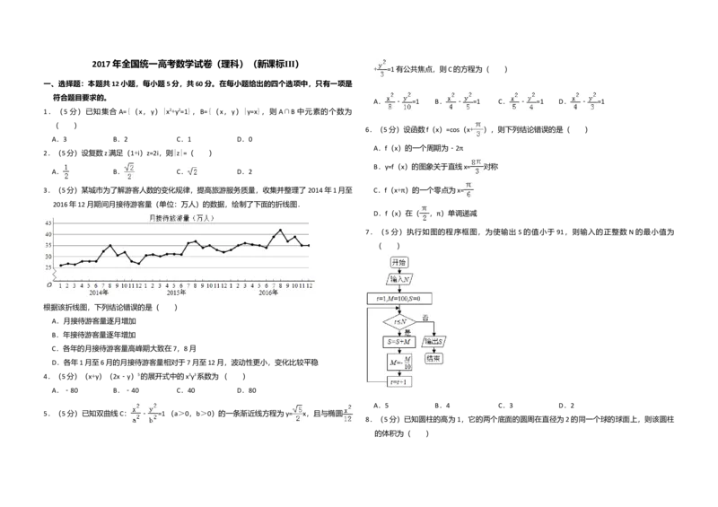 2017年全国统一高考数学试卷（理科）（新课标Ⅲ）（解析版）_全国卷+地方卷_2.数学_1.数学高考真题试卷_2008-2020年_全国卷_全国3卷（2016-2022）_高考数学（理科）（新课标ⅲ）_A3word版