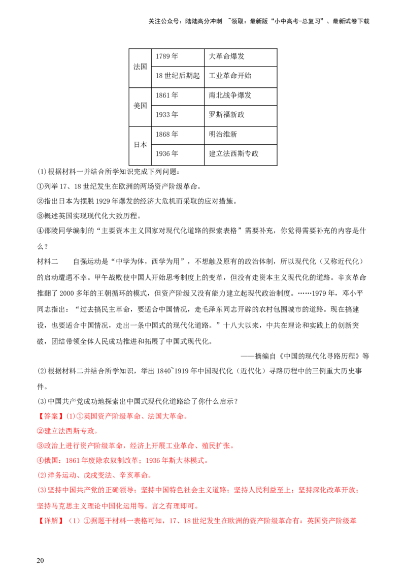 专题12列举史实类综合题（含答题技巧，题型专练60题）（解析版）_02中考总复习（2026版更新中）_06-历史-中考总复习_2024年中考复习资料_二轮复习