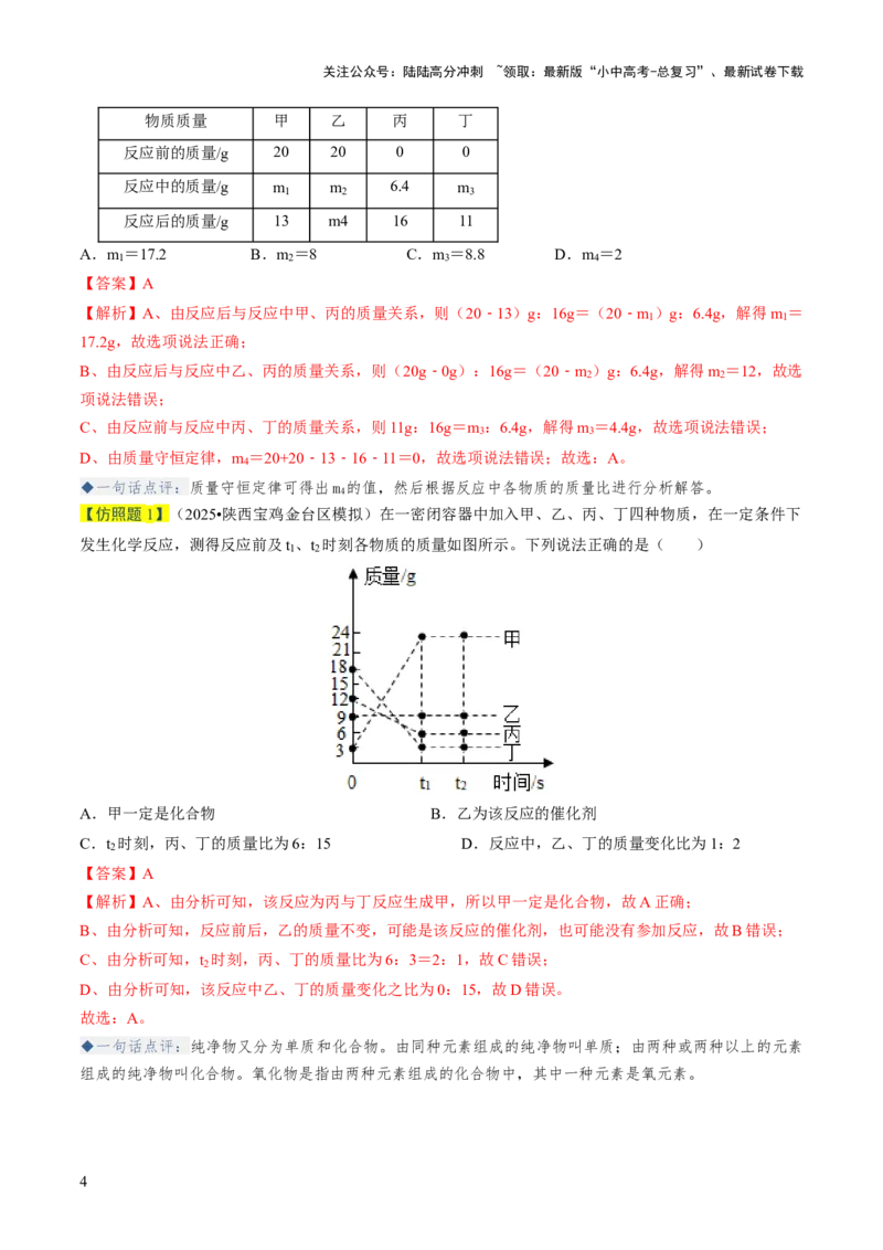 专题11化学反应的定量关系（解析版）_02中考总复习（2026版更新中）_05-化学-中考总复习_2026年中考复习（更新中）_备战2026年中考化学真题题源解密