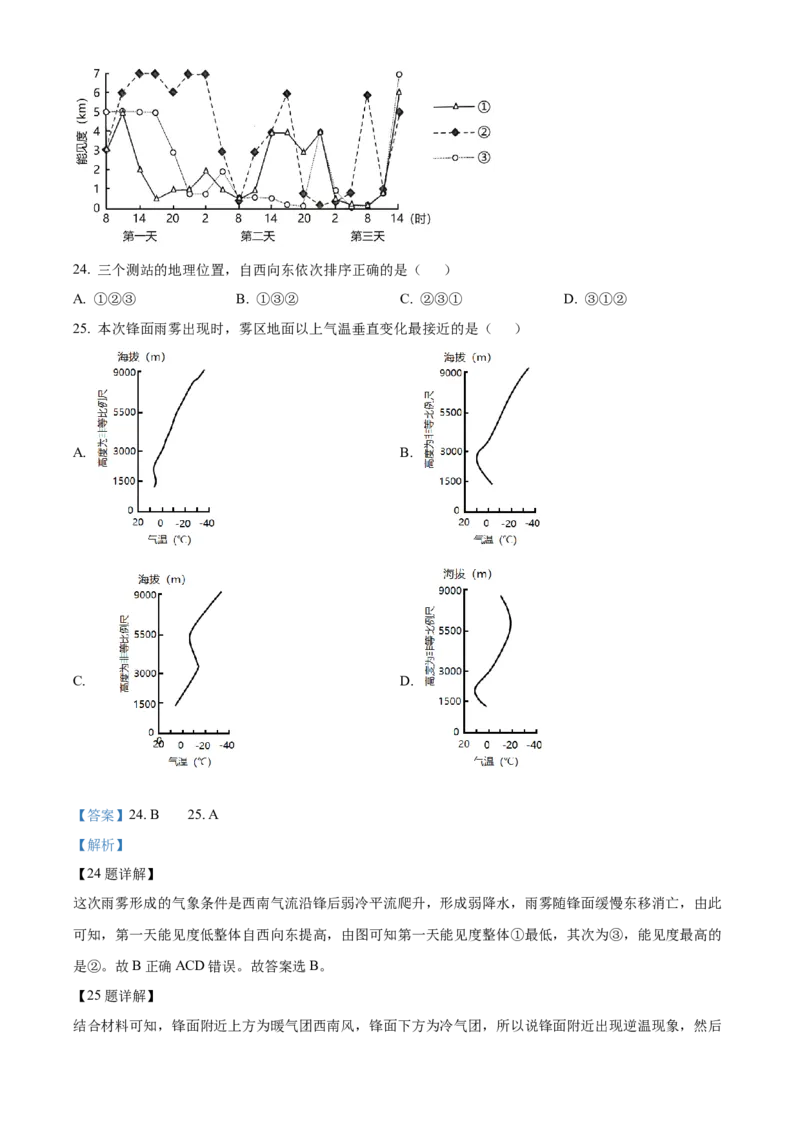 2023年浙江高考地理真题（解析版）_全国卷+地方卷_8.地理_1.地理高考真题试卷_2023年高考-地理_2023年浙江自主命题