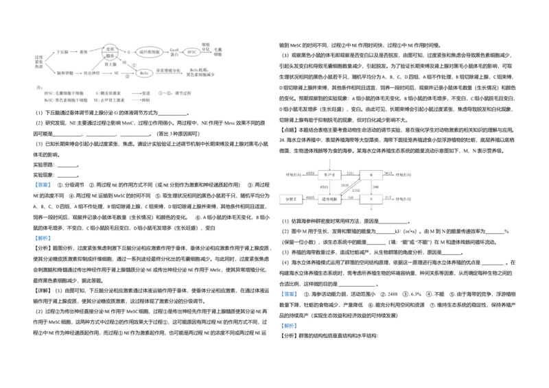 2021年高考真题生物（山东卷）（解析版）_全国卷+地方卷_6.生物_1.生物高考真题试卷_2008-2020年_地方卷_山东高考生物08-21_山东高考生物_A3版