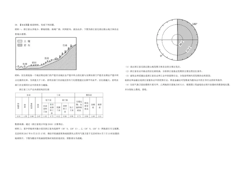 2017年浙江省高考地理11月（原卷版）_全国卷+地方卷_8.地理_1.地理高考真题试卷_2008-2020年_地方卷_浙江高考地理08-21_A3word版_原卷版（建议只打印原卷版，解析版手机对答案即可）