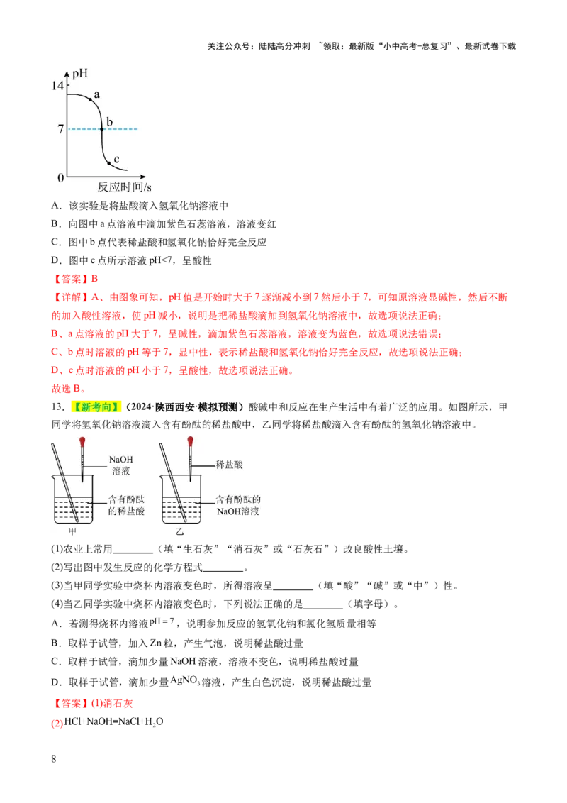 专题09常见的酸和碱（练习）（解析版）_02中考总复习（2026版更新中）_05-化学-中考总复习_2025年中考复习资料_2025中考化学一轮复习讲义+课件_练习_专题09常见的酸和碱（练习）