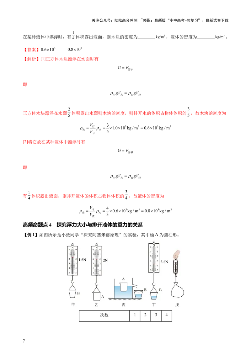 专题11浮力（4大模块知识清单+4个易混易错+7种方法技巧+典例真题精析）（解析版）_02中考总复习（2026版更新中）_04-物理-中考总复习_2025年中考复习资料_2025年中考物理一轮知识梳理