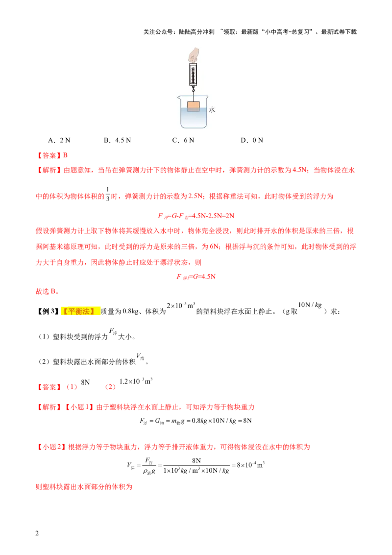 专题11浮力（4大模块知识清单+4个易混易错+7种方法技巧+典例真题精析）（解析版）_02中考总复习（2026版更新中）_04-物理-中考总复习_2025年中考复习资料_2025年中考物理一轮知识梳理