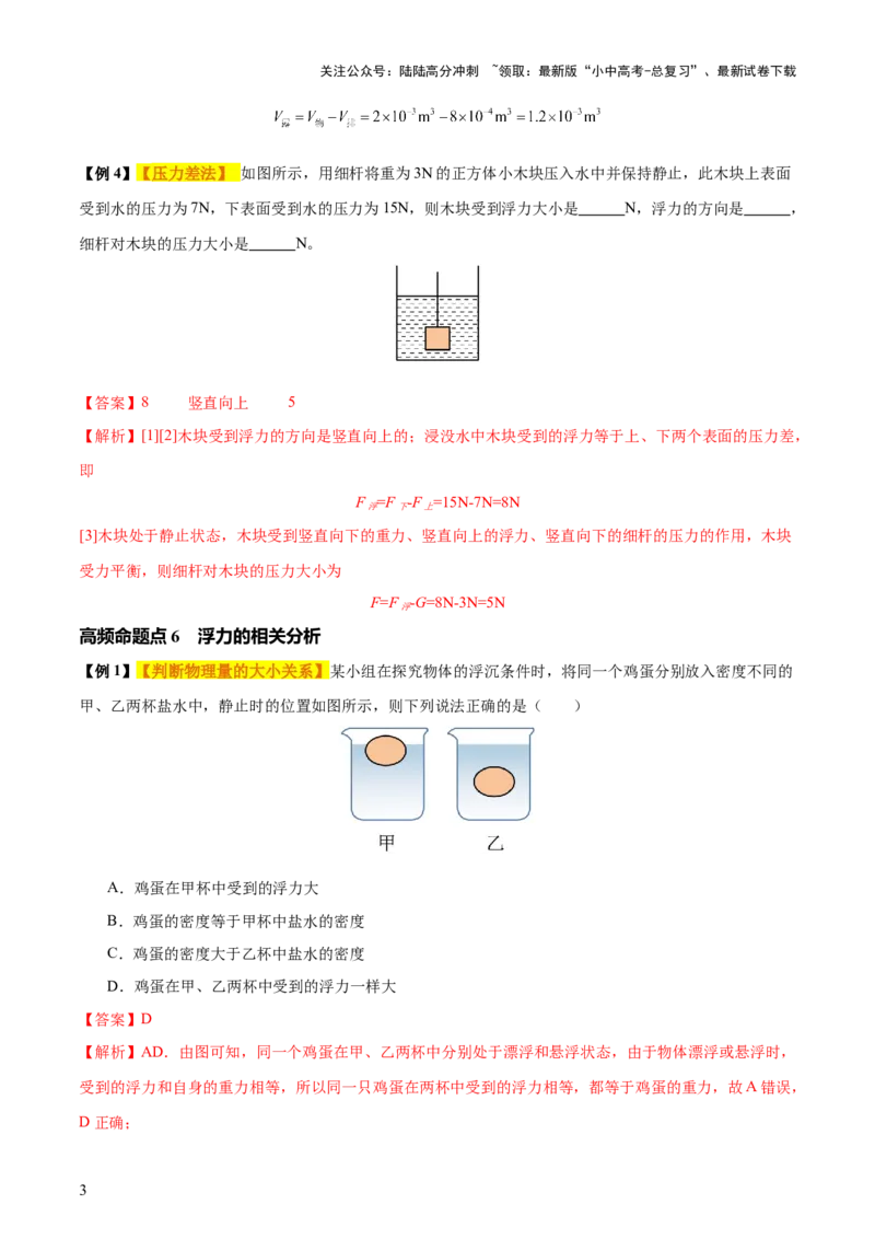 专题11浮力（4大模块知识清单+4个易混易错+7种方法技巧+典例真题精析）（解析版）_02中考总复习（2026版更新中）_04-物理-中考总复习_2025年中考复习资料_2025年中考物理一轮知识梳理
