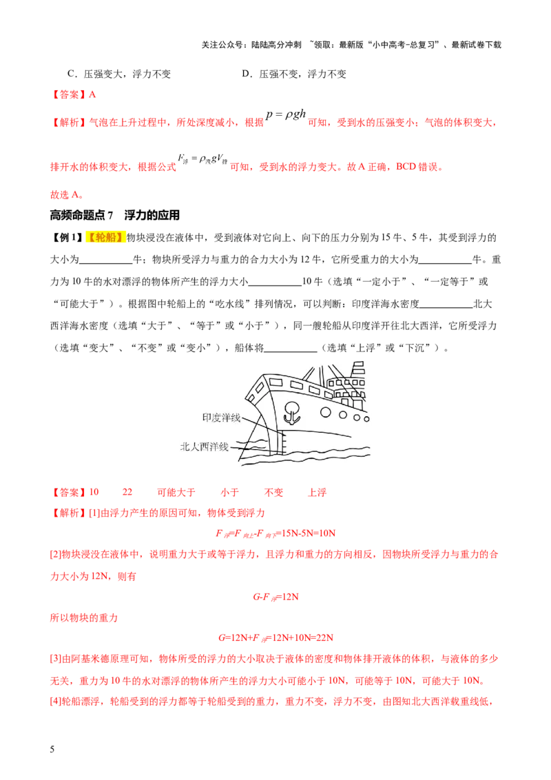 专题11浮力（4大模块知识清单+4个易混易错+7种方法技巧+典例真题精析）（解析版）_02中考总复习（2026版更新中）_04-物理-中考总复习_2025年中考复习资料_2025年中考物理一轮知识梳理