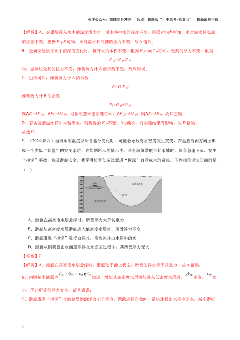 专题11浮力（4大模块知识清单+4个易混易错+7种方法技巧+典例真题精析）（解析版）_02中考总复习（2026版更新中）_04-物理-中考总复习_2025年中考复习资料_2025年中考物理一轮知识梳理