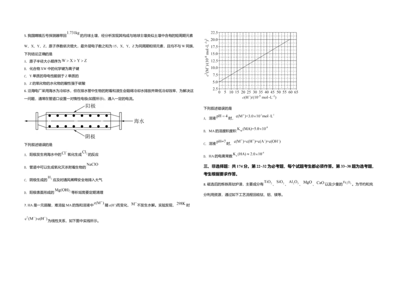 2021年全国统一高考化学试卷（新课标Ⅰ）（原卷版）_全国卷+地方卷_5.化学_1.化学高考真题试卷_2008-2020年_全国卷_全国统一高考化学（新课标ⅰ）2008-2021_A3word版