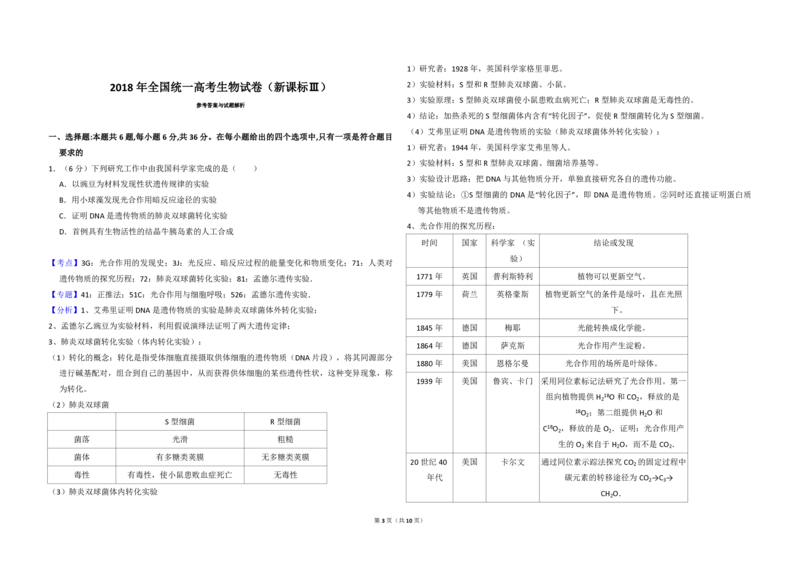 2018年全国统一高考生物试卷（新课标Ⅲ）（解析版）_全国卷+地方卷_6.生物_1.生物高考真题试卷_2008-2020年_全国卷_全国统一高考生物（新课标ⅲ）16-21_A3word版_PDF版赠送）