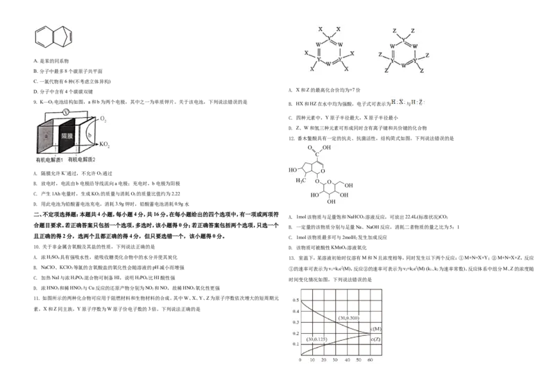 2021年河北省普通高中学业水平选择性考试化学试题（河北卷）（原卷版）_全国卷+地方卷_5.化学_1.化学高考真题试卷_2021年高考-化学_2021年新高考河北化学_A3Word版