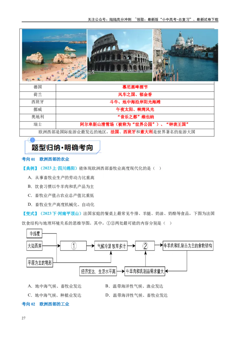 专题11中东（西亚）和欧洲西部（讲义）（原卷版）_02中考总复习（2026版更新中）_09-地理-中考总复习_2024年中考复习资料_一轮复习_❤2024年中考地理一轮复习讲练测（全国通用）