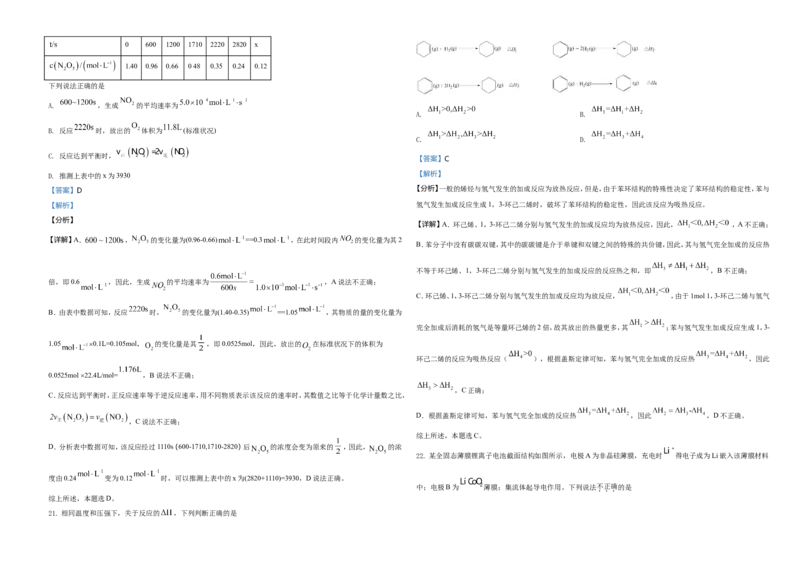 2021年6月浙江省普通高校招生选考化学试题（解析版）_全国卷+地方卷_5.化学_1.化学高考真题试卷_2021年高考-化学_2021年浙江卷&mdash;化学（6月选考）_A3Word版