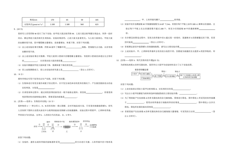 2020年全国统一高考生物试卷（新课标Ⅰ）（原卷版）_全国卷+地方卷_6.生物_1.生物高考真题试卷_2008-2020年_全国卷_全国统一高考生物（新课标ⅰ）08-21_A3word版_PDF版（赠送）