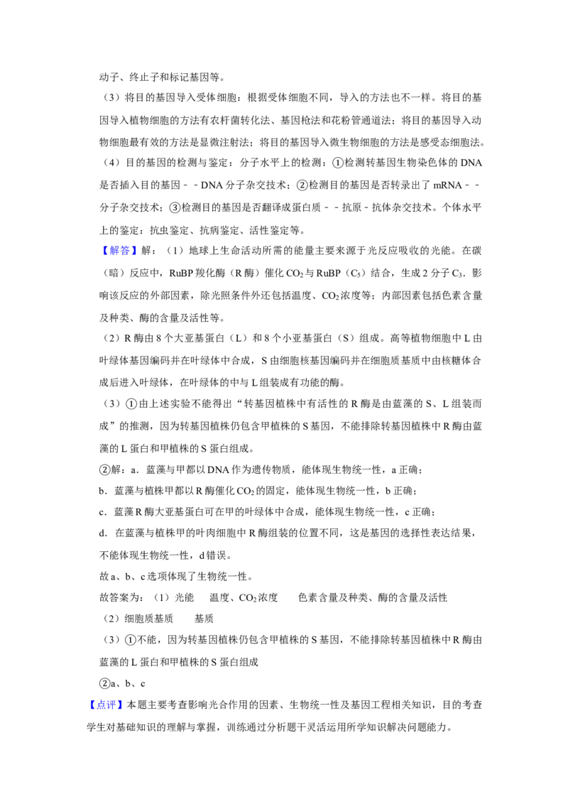 2019年北京市高考生物试卷（解析版）_全国卷+地方卷_6.生物_1.生物高考真题试卷_2008-2020年_地方卷_北京高考生物08-21_A4word版