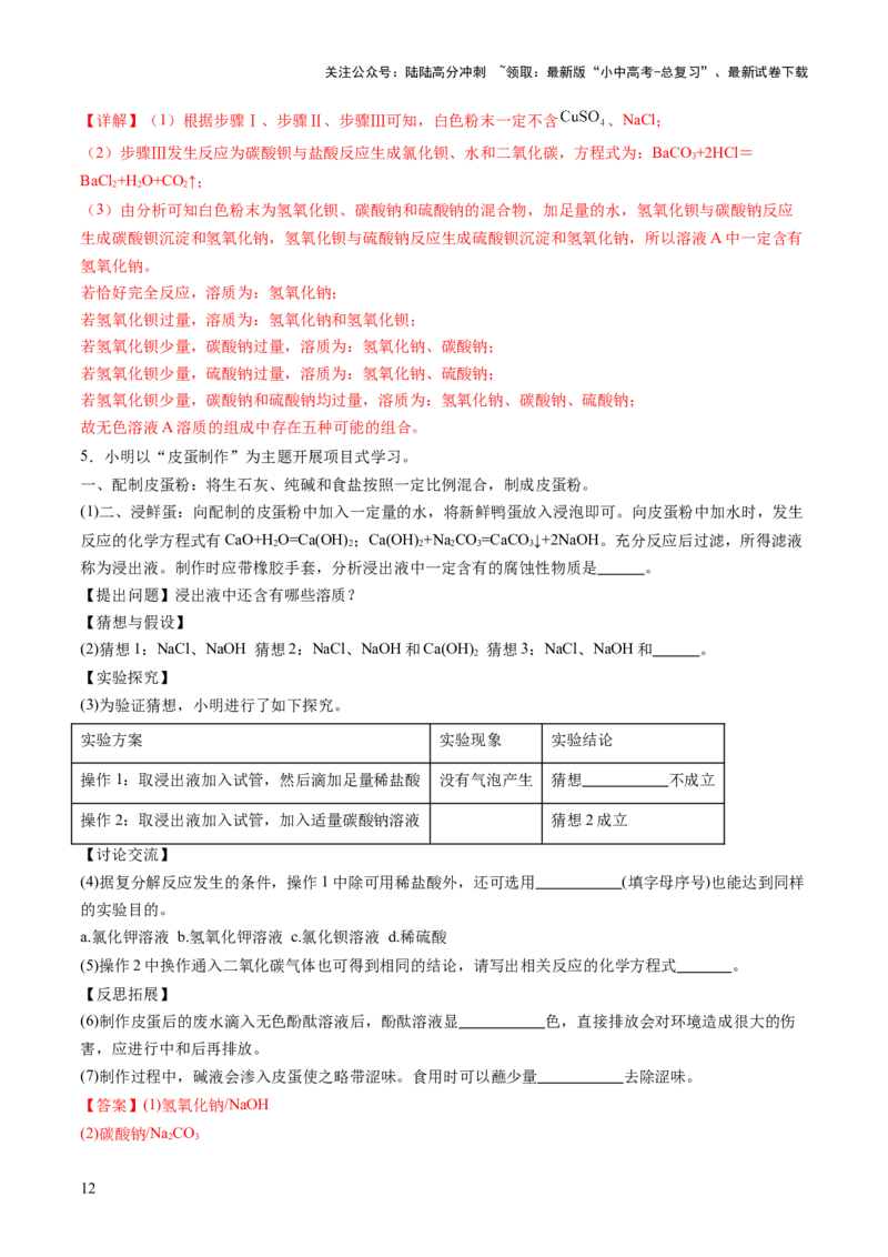 专题10常见的盐（练习）（解析版）_02中考总复习（2026版更新中）_05-化学-中考总复习_2025年中考复习资料_2025中考化学一轮复习讲义+课件_练习_专题10常见的盐（练习）