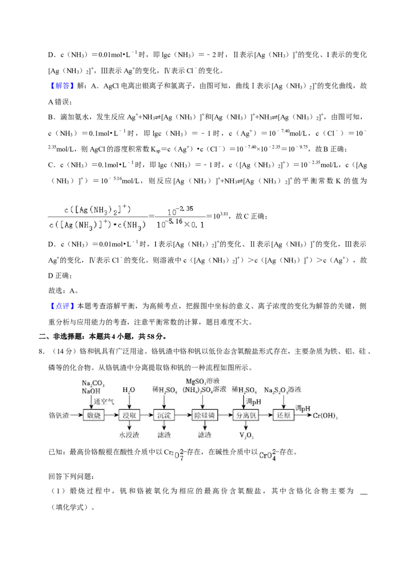 2023年高考化学真题（新课标）（解析版）_全国卷+地方卷_5.化学_1.化学高考真题试卷_2023年高考-化学_2023年新课标卷-化学
