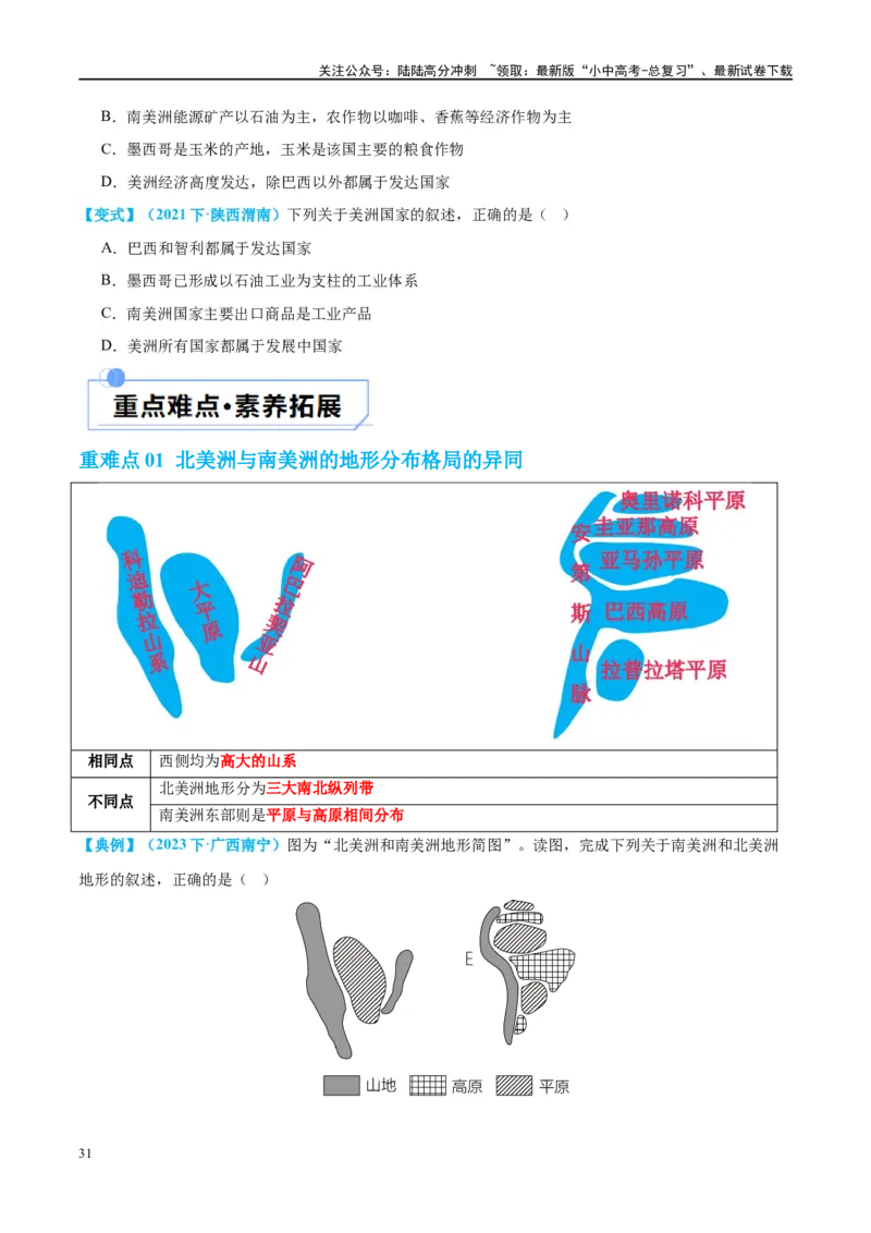 专题09非洲和美洲（讲义）（原卷版）_02中考总复习（2026版更新中）_09-地理-中考总复习_2024年中考复习资料_一轮复习_❤2024年中考地理一轮复习讲练测（全国通用）_配套讲义