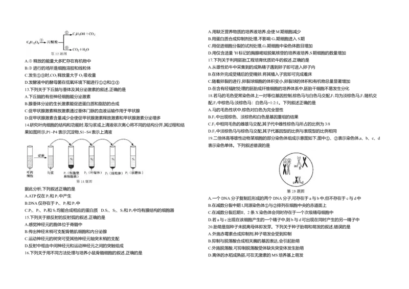 2020年浙江省高考生物1月（解析版）_全国卷+地方卷_6.生物_1.生物高考真题试卷_2008-2020年_地方卷_浙江高考生物08-21_A3word版