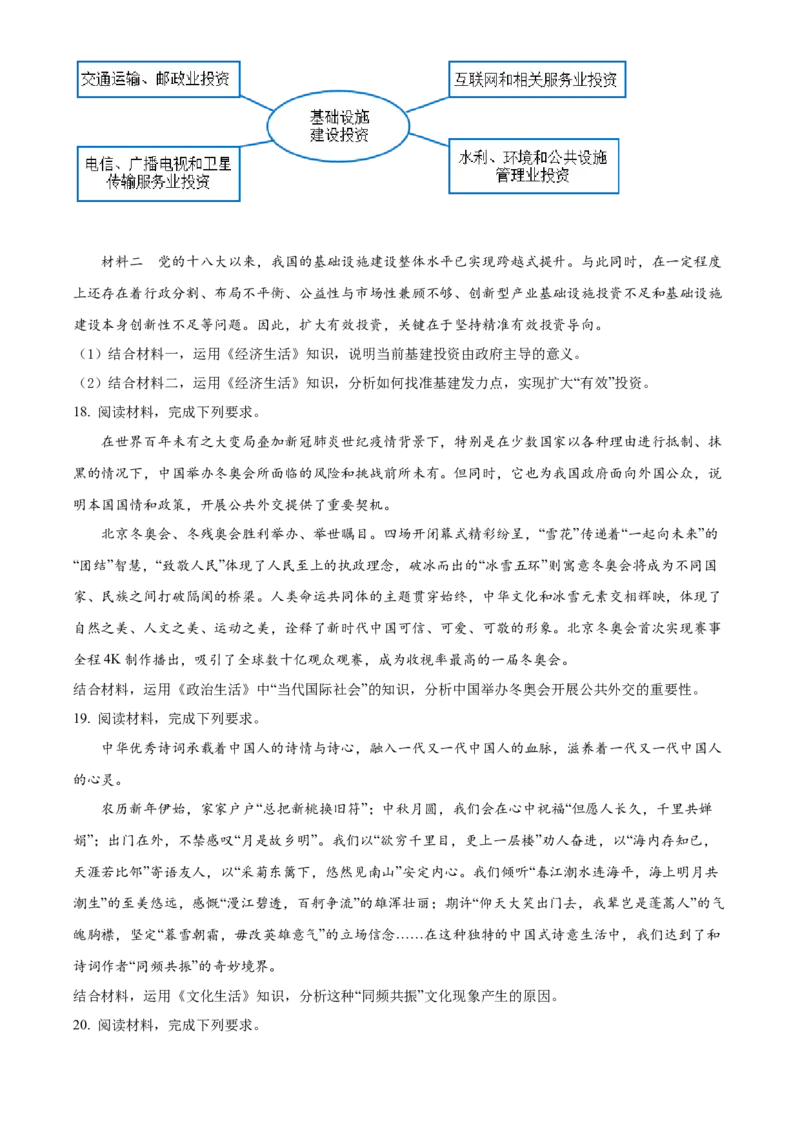 2022年新高考广东政治高考真题（原卷版）_全国卷+地方卷_9.政治_1.政治高考真题试卷_2022年高考-政治_2022年广东卷-政治
