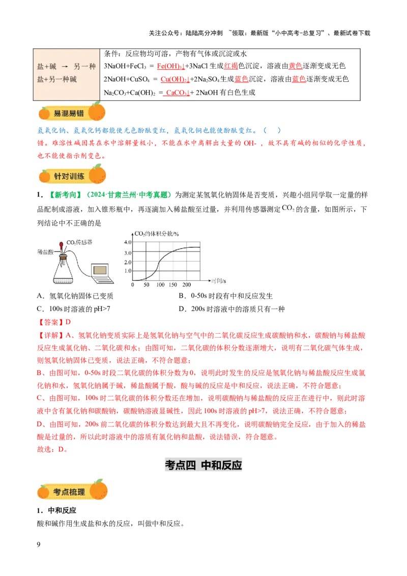 专题09常见的酸和碱（讲义）（解析版）_02中考总复习（2026版更新中）_05-化学-中考总复习_2025年中考复习资料_2025中考化学一轮复习讲义+课件_讲义_专题09常见的酸和碱（讲义）