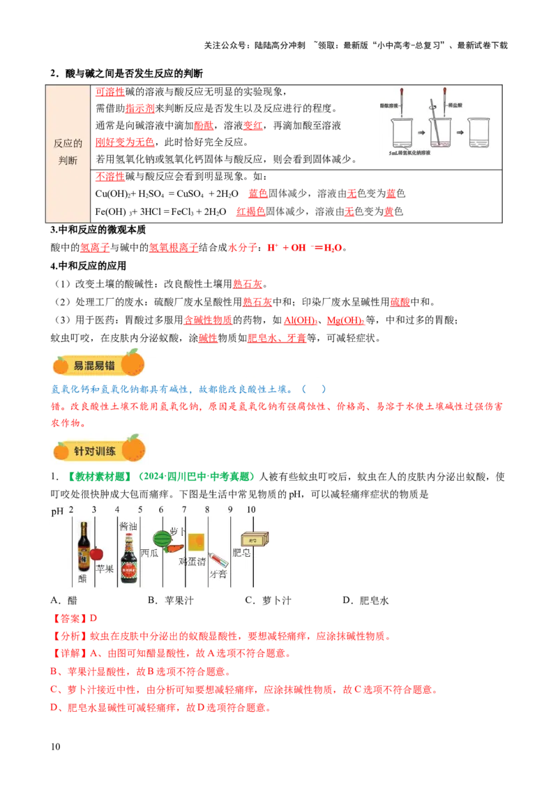 专题09常见的酸和碱（讲义）（解析版）_02中考总复习（2026版更新中）_05-化学-中考总复习_2025年中考复习资料_2025中考化学一轮复习讲义+课件_讲义_专题09常见的酸和碱（讲义）
