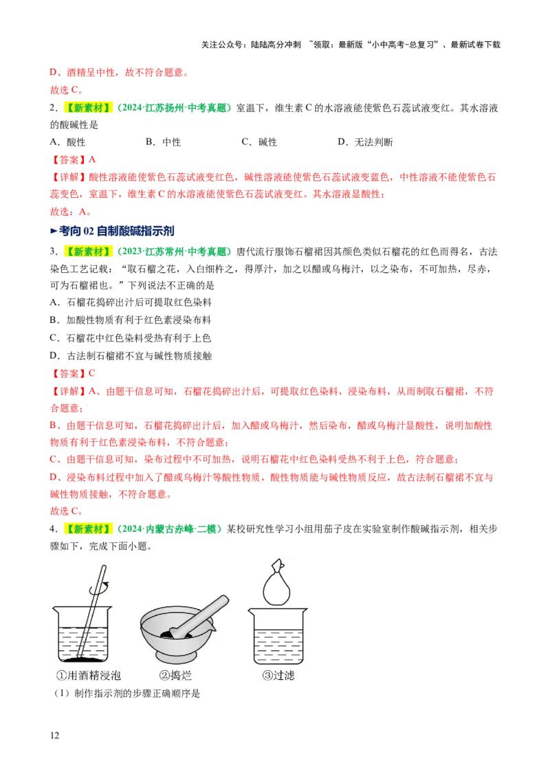 专题09常见的酸和碱（讲义）（解析版）_02中考总复习（2026版更新中）_05-化学-中考总复习_2025年中考复习资料_2025中考化学一轮复习讲义+课件_讲义_专题09常见的酸和碱（讲义）