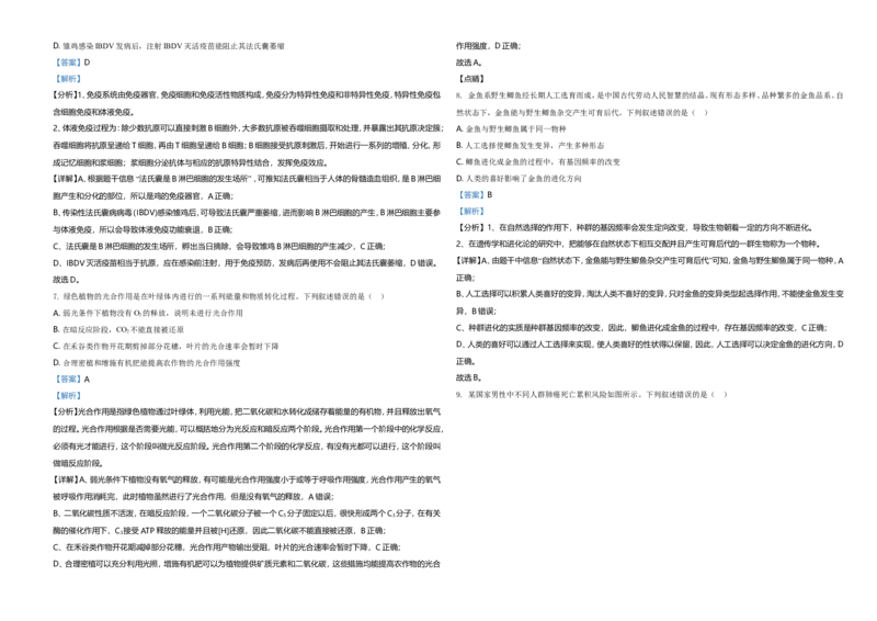 2021年湖南高考生物（新高考）（解析版）_全国卷+地方卷_6.生物_1.生物高考真题试卷_2021年高考-生物_2021年新高考湖南生物_A3Word版