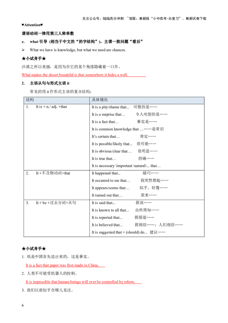专题10名词性从句知识梳理-口袋书2024年中考英语一轮复习知识清单（全国通用）（解析版）_02中考总复习（2026版更新中）_03-英语-中考总复习_2024年中考复习资料_一轮复习