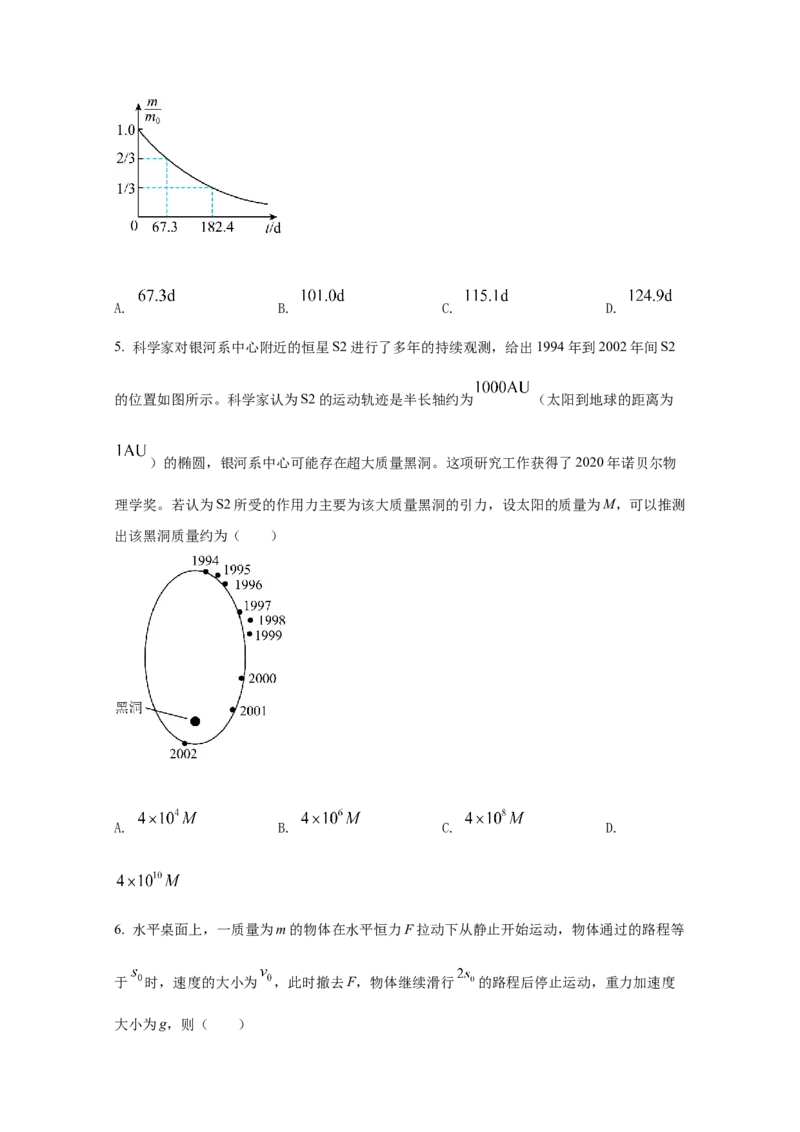 2021年全国统一高考物理试卷（新课标Ⅰ）（原卷版）_全国卷+地方卷_4.物理_1.物理高考真题试卷_2021年高考-物理_2021全国高考乙卷物理