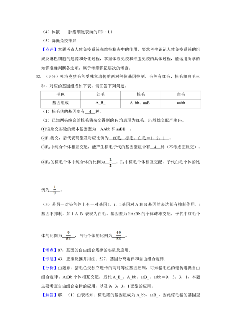2019年江苏省高考生物试卷解析版_全国卷+地方卷_6.生物_1.生物高考真题试卷_2008-2020年_地方卷_江苏高考生物07-20_A4word版