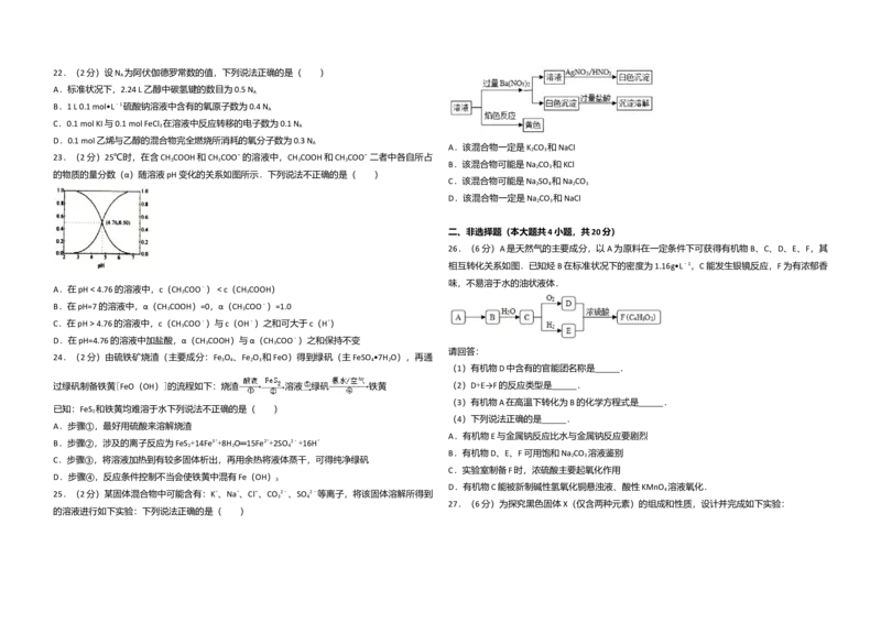 2017年浙江省高考化学4月（解析版）_全国卷+地方卷_5.化学_1.化学高考真题试卷_2008-2020年_地方卷_浙江高考化学2008-2021_A3word版