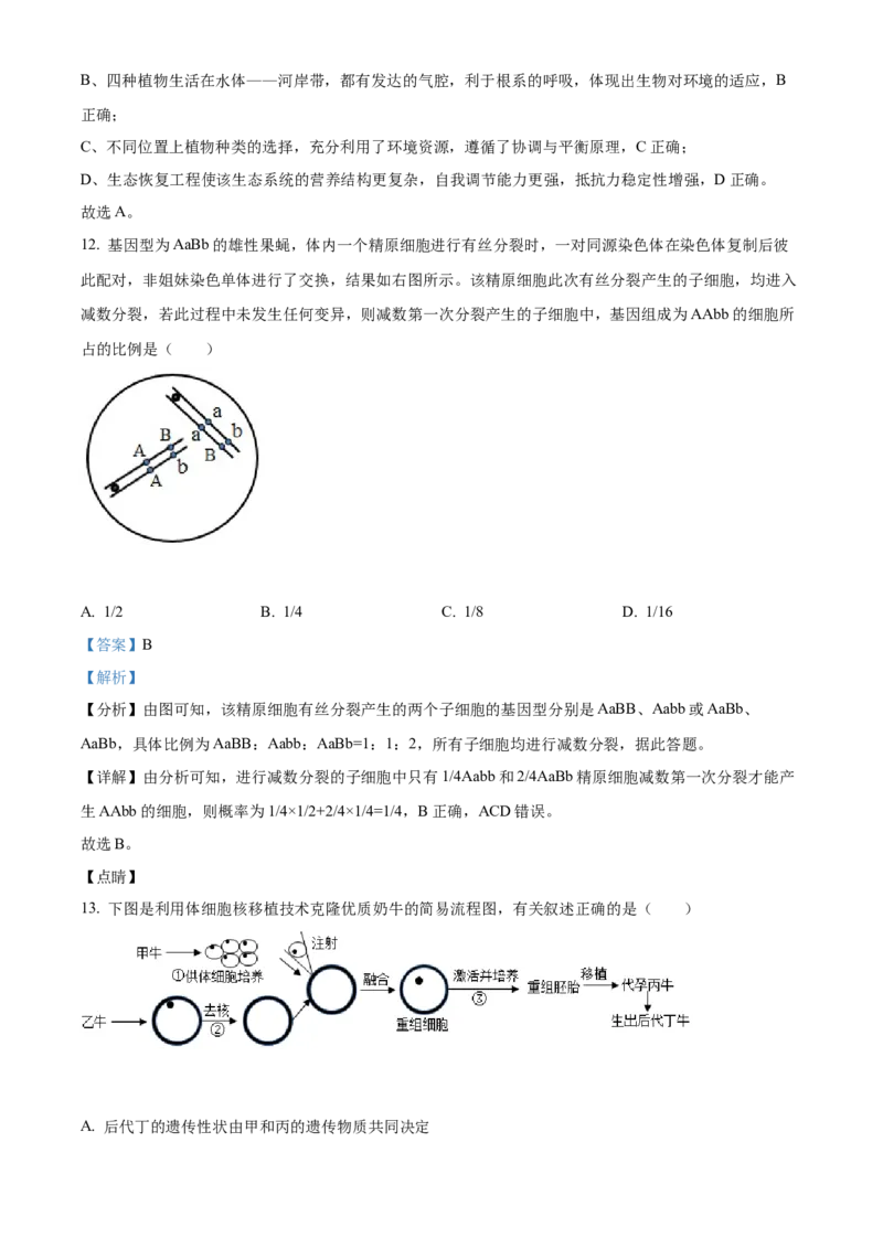 2021年新高考辽宁生物高考真题（解析版）_全国卷+地方卷_6.生物_1.生物高考真题试卷_2021年高考-生物_2021年辽宁生物