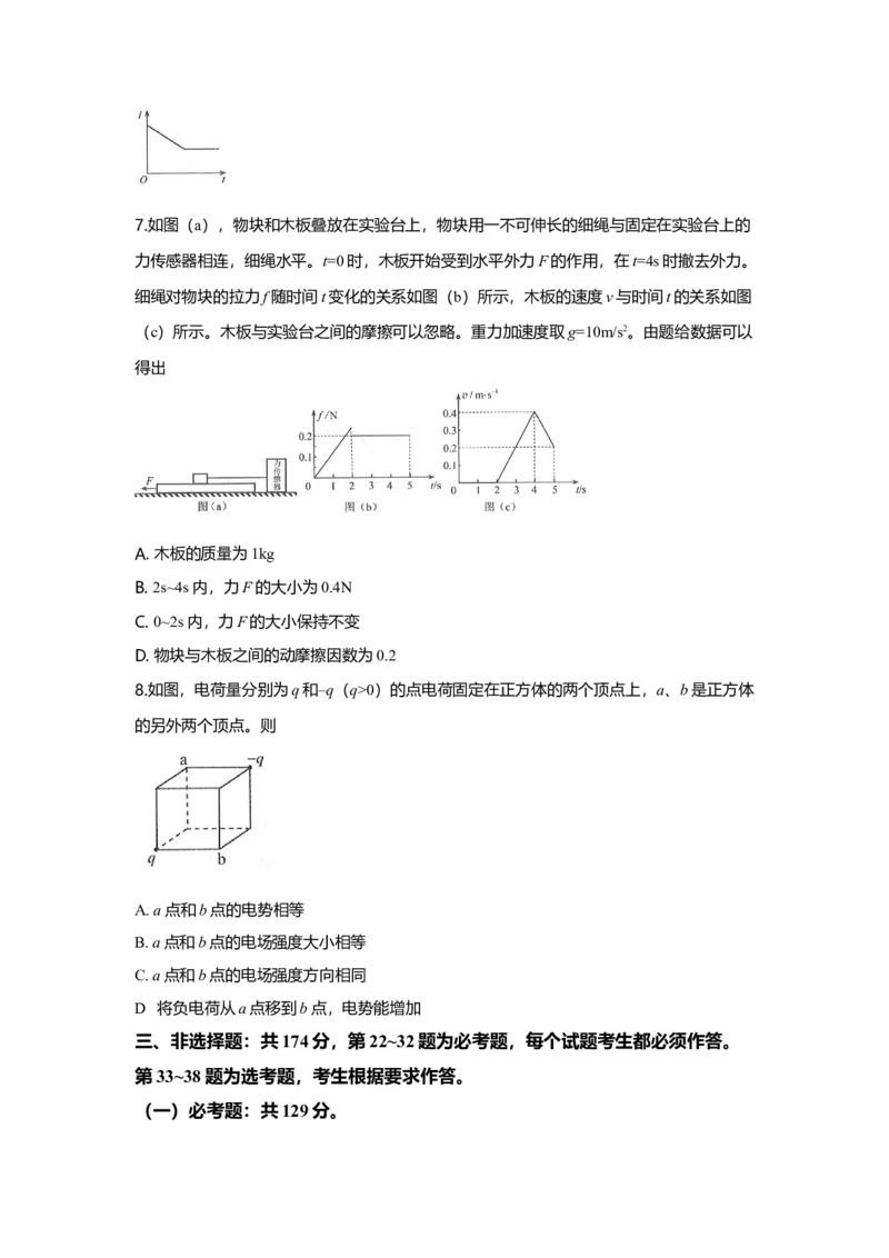 2019年全国统一高考物理试卷（新课标Ⅲ）（原卷版）_全国卷+地方卷_4.物理_1.物理高考真题试卷_2008-2020年_全国卷物理_全国统一高考物理（新课标ⅲ）16-21_A4word版