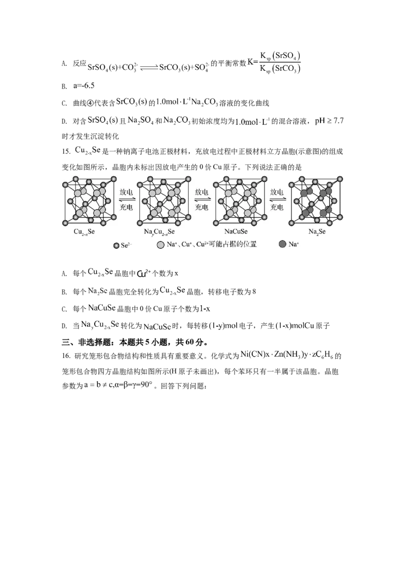 2022年新高考山东化学高考真题（原卷版）_全国卷+地方卷_5.化学_1.化学高考真题试卷_2022年高考-化学_2022年山东卷-化学