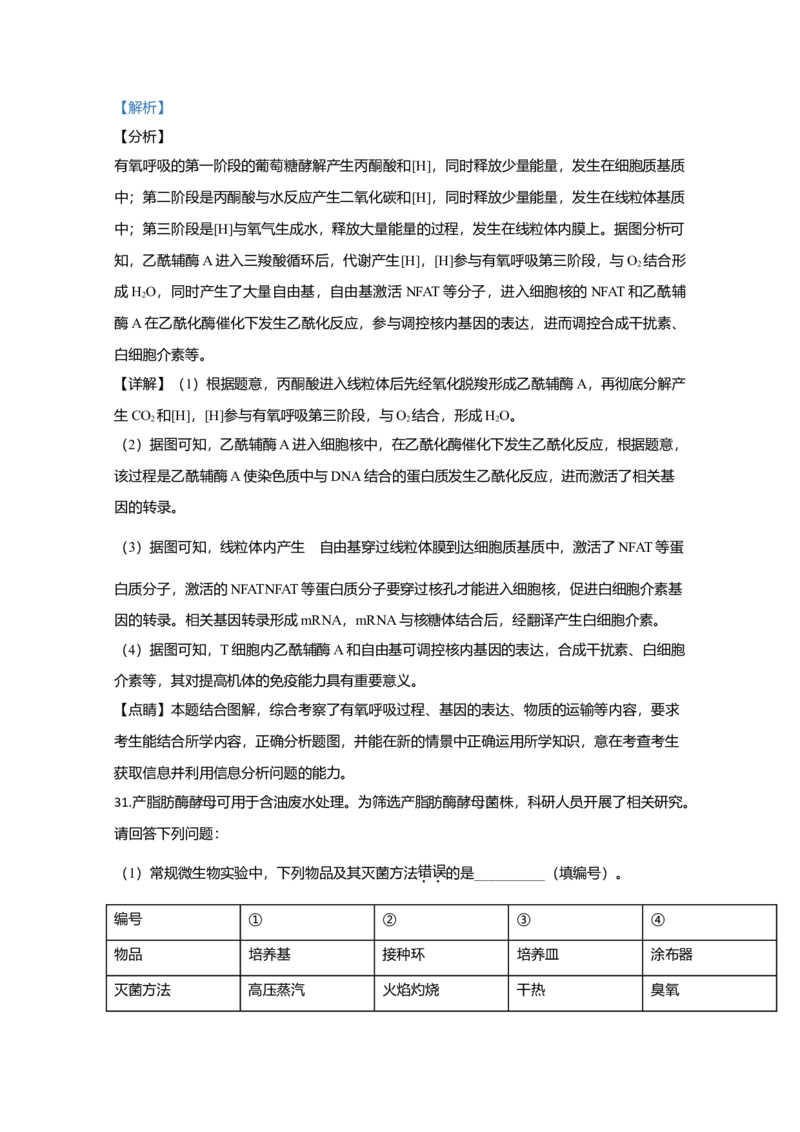 2020年江苏省高考生物试卷解析版_全国卷+地方卷_6.生物_1.生物高考真题试卷_2008-2020年_地方卷_江苏高考生物07-20_A4word版