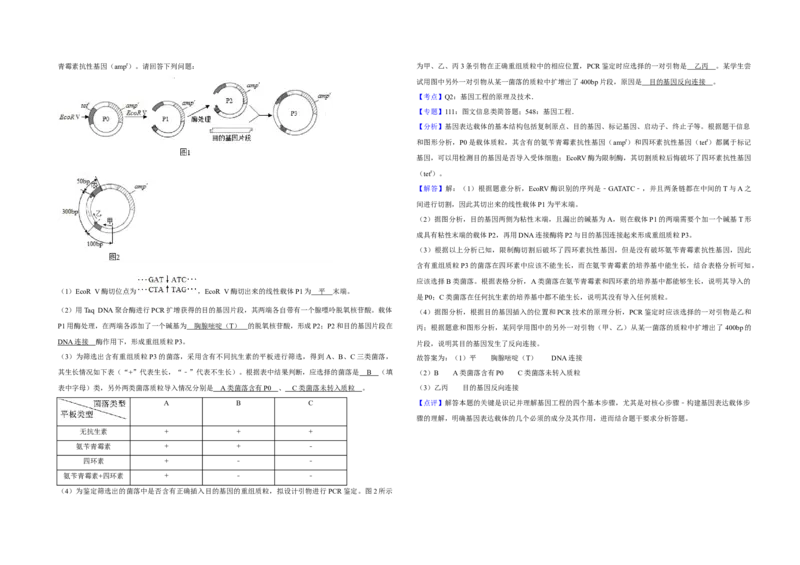 2019年江苏省高考生物试卷解析版_全国卷+地方卷_6.生物_1.生物高考真题试卷_2008-2020年_地方卷_江苏高考生物07-20_A3word版