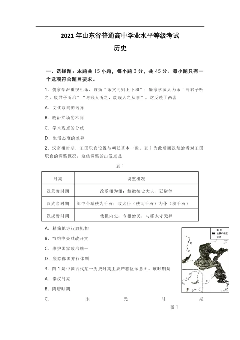 2021年高考真题历史（山东卷）（解析版）_全国卷+地方卷_7.历史_1.历史高考真题试卷_2008-2020年_地方卷_山东高考历史07-21_山东高考历史_A4版_PDF版