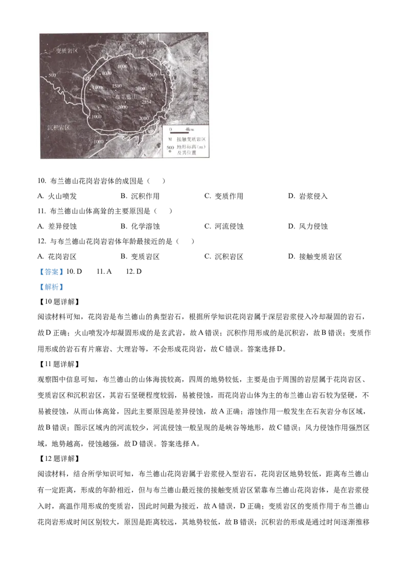 2022年新高考江苏地理高考真题文档版（解析版）_全国卷+地方卷_8.地理_1.地理高考真题试卷_2022年高考-地理_2022年江苏卷-地理
