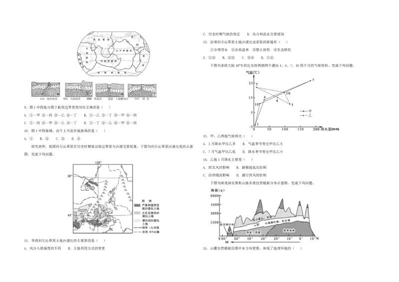 2018年浙江省高考地理11月（原卷版）_全国卷+地方卷_8.地理_1.地理高考真题试卷_2008-2020年_地方卷_浙江高考地理08-21_A3word版_PDF版（赠送）