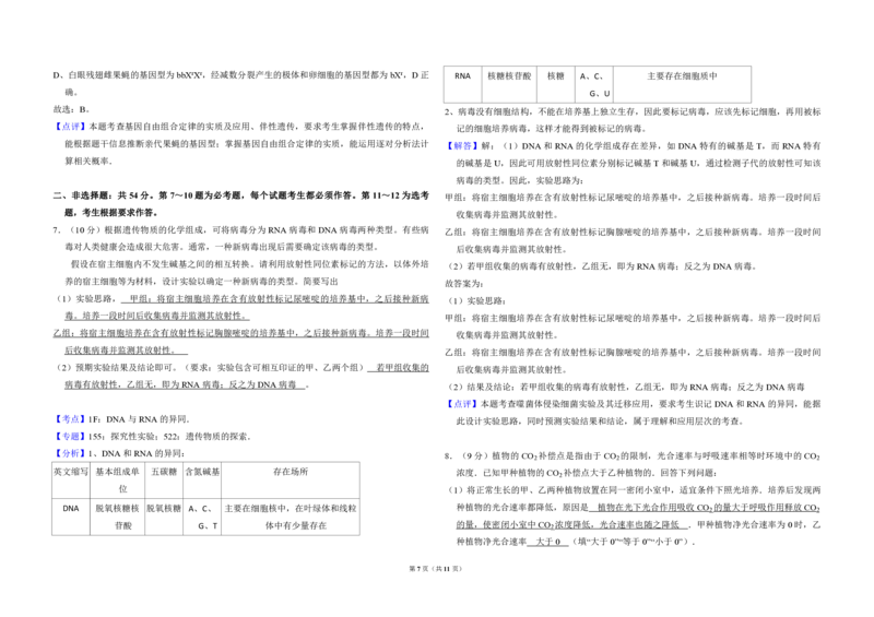 2017年高考真题生物（山东卷）（解析版）_全国卷+地方卷_6.生物_1.生物高考真题试卷_2008-2020年_地方卷_山东高考生物08-21_山东高考生物_A3版_pdf版