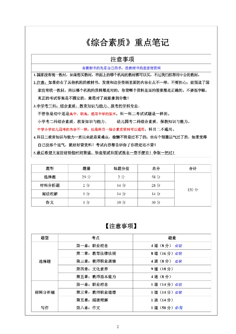 26《小学综合素质》重点笔记_教资备考_2026上_小学（科1+科2）_01.一轮笔记+二轮笔记+默写笔记（更新中）