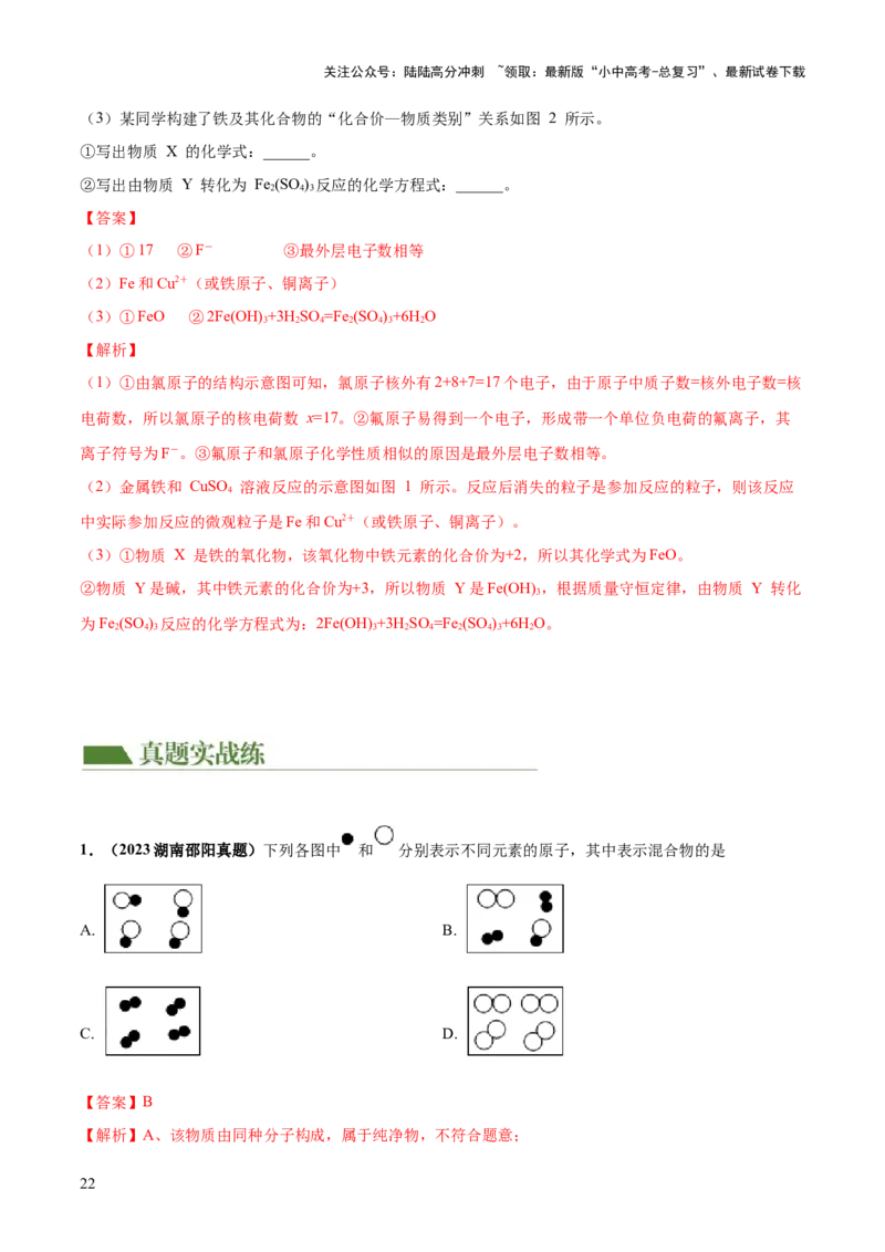 专题10化学式与化学用语（练习）-2024年中考化学一轮复习讲练测（全国通用）（解析版）_02中考总复习（2026版更新中）_05-化学-中考总复习_2024年中考复习资料_一轮复习资料
