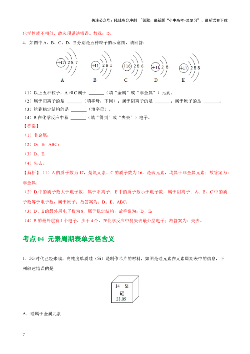 专题10化学式与化学用语（练习）-2024年中考化学一轮复习讲练测（全国通用）（解析版）_02中考总复习（2026版更新中）_05-化学-中考总复习_2024年中考复习资料_一轮复习资料