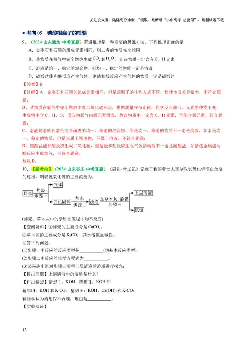 专题10常见的盐（讲义）（解析版）_02中考总复习（2026版更新中）_05-化学-中考总复习_2025年中考复习资料_2025中考化学一轮复习讲义+课件_讲义_专题10常见的盐（讲义）