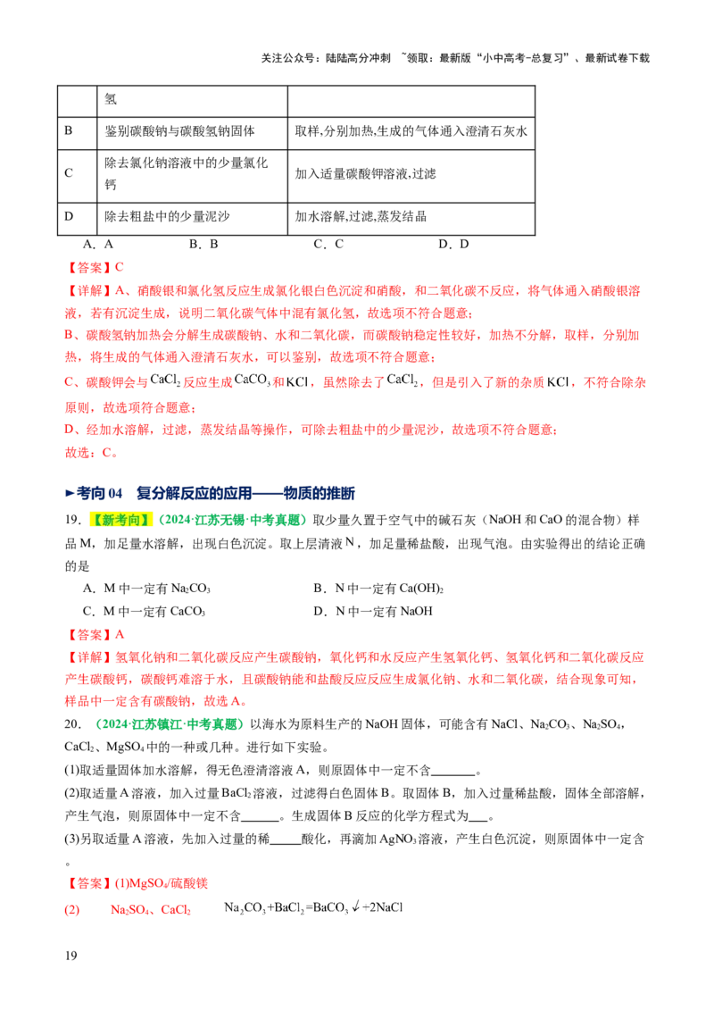 专题10常见的盐（讲义）（解析版）_02中考总复习（2026版更新中）_05-化学-中考总复习_2025年中考复习资料_2025中考化学一轮复习讲义+课件_讲义_专题10常见的盐（讲义）