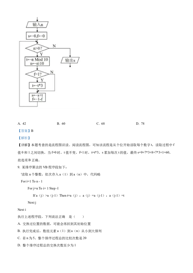 2022年06月浙江信息技术真题（解析版）_全国卷+地方卷_10.技术_1.浙江历年技术试卷_信息技术